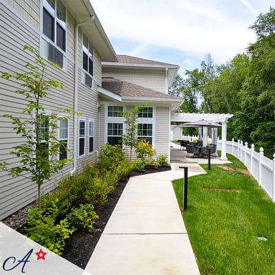 Exterior view of a pathway and building at the facility