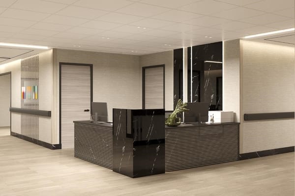 Modern reception area in a nursing facility