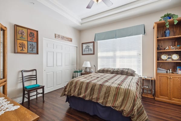 Cozy interior view of a private resident room