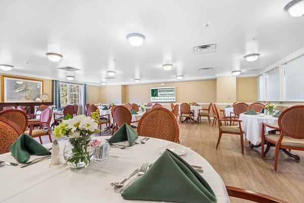 Elegant dining room set up for a meal