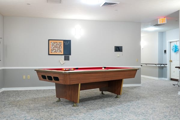 Billiard table in a common area