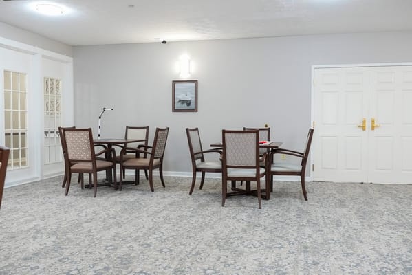 Interior common area with seating and tables