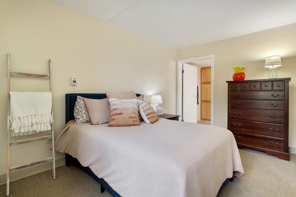 Cozy furnished bedroom in a senior living facility