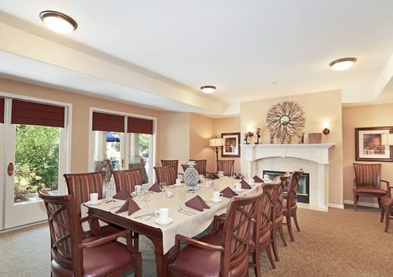 Dining room set up for a meal with elegant decor