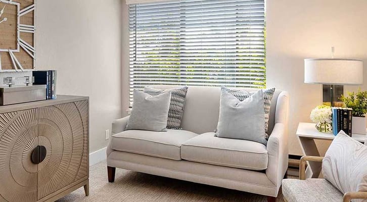 Comfortable seating area in a bright interior space