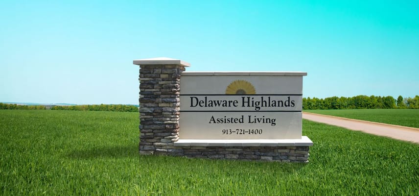 Exterior sign for Delaware Highlands Assisted Living