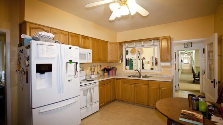 Interior view of a kitchen in a care home