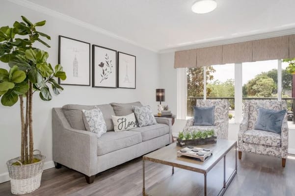 Comfortable lounge area with stylish furniture and decor