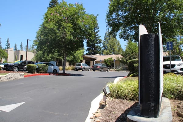 Entrance and parking area of a senior living facility