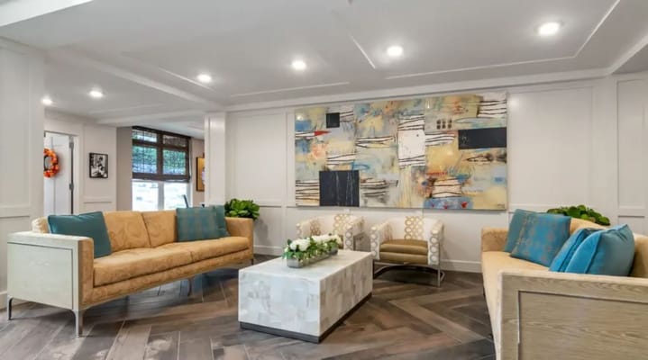 Bright and modern common area with stylish seating