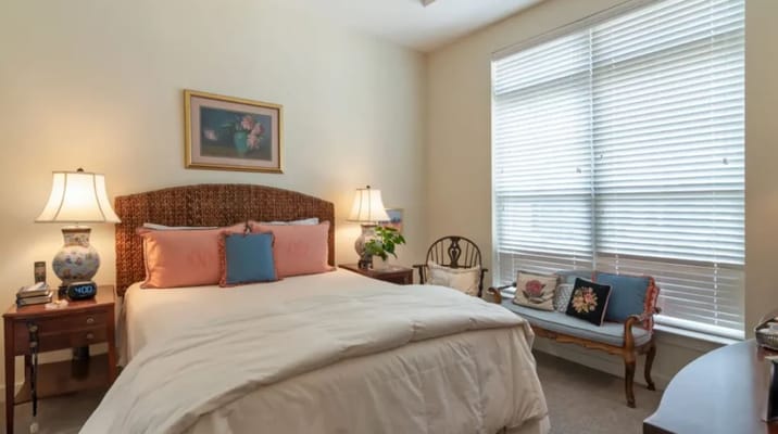 Cozy resident room with warm lighting and decor