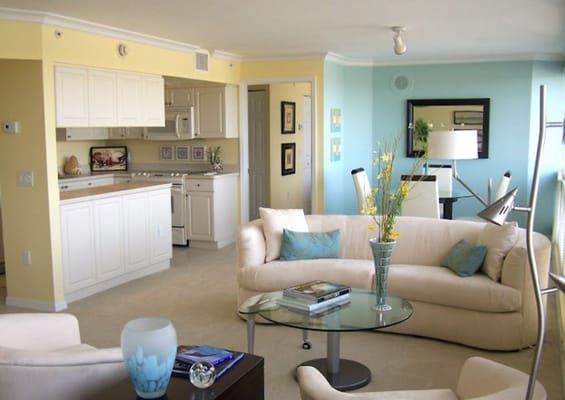 Bright living area in a senior living facility