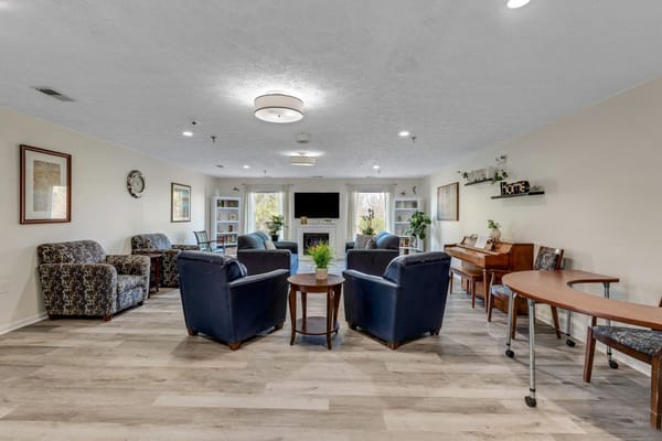 Comfortable seating area in a senior living facility