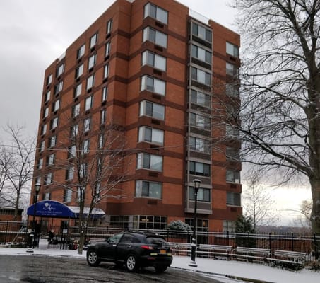 Exterior view of a senior living facility building