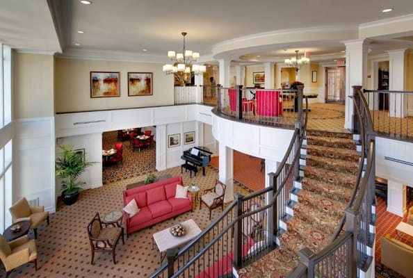 Bright and welcoming common area with seating