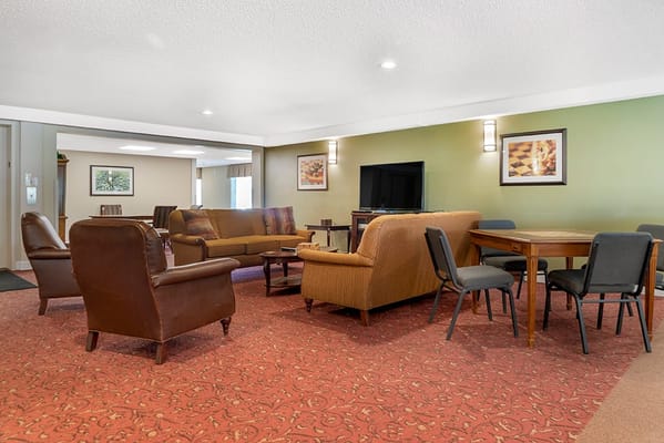 Common area with seating and chessboard