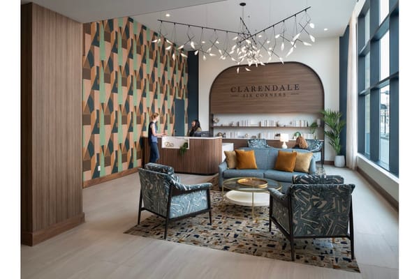 Lobby area with reception and comfortable seating