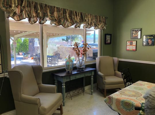 Cozy common area with seating and sunlight