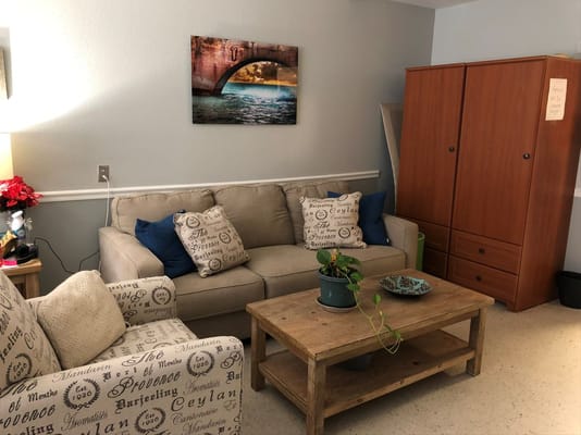 Cozy common area with seating and decor
