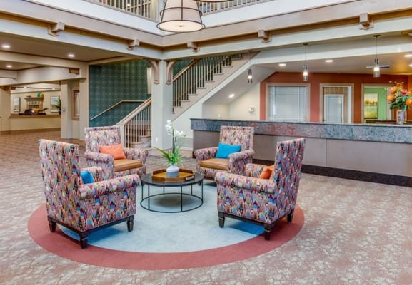 Colorful seating area in a common space