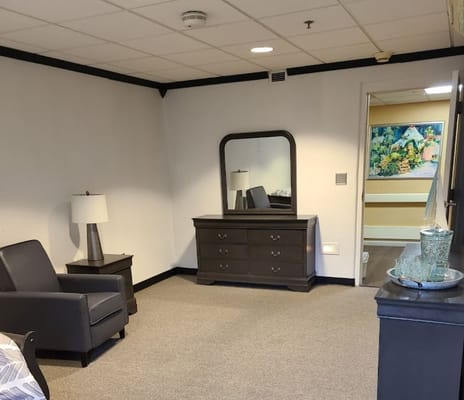 Cozy private room with furniture and decor