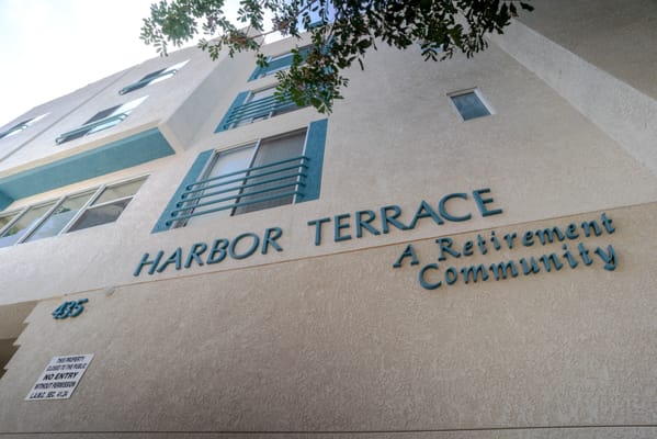 Exterior view of Harbor Terrace Retirement Community building