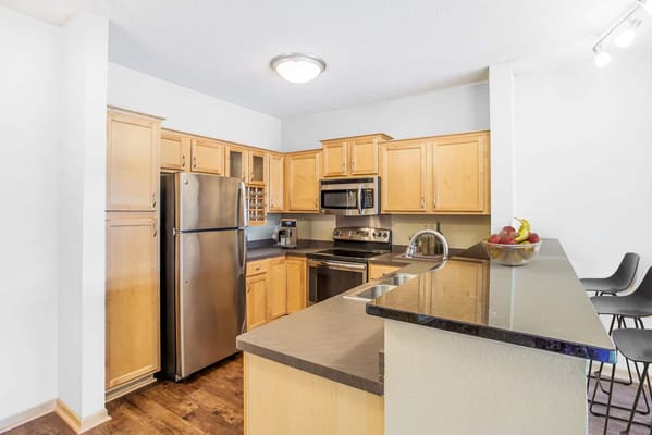 Modern kitchen in an assisted living apartment