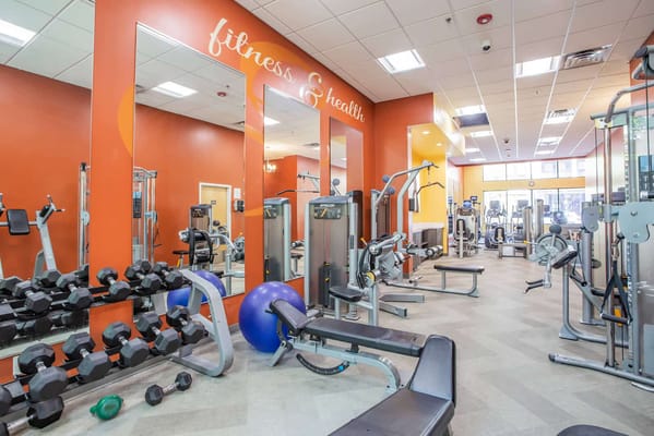 Interior view of a fitness area with equipment