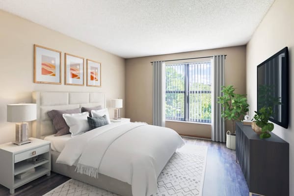 Bright and inviting resident room with a bed and decor