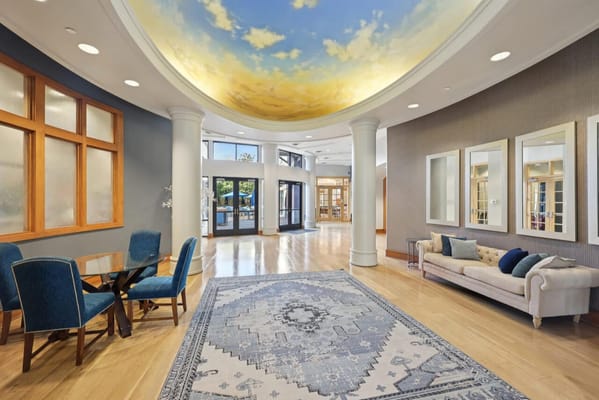 Bright and inviting lobby area with seating