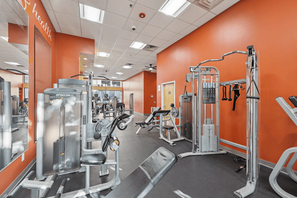 Well-equipped fitness center with exercise machines
