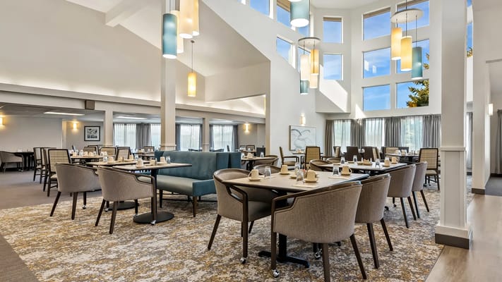 Elegant dining room with ample natural light