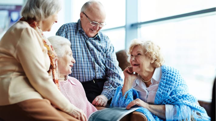 Residents enjoying time together in a common area