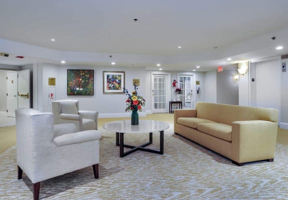 Comfortable seating in a well-lit common area