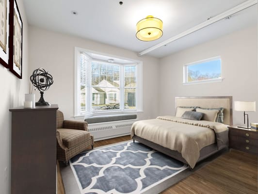 Well-furnished private resident room with natural light