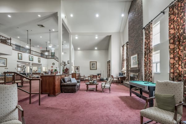 Common area with seating and decorations