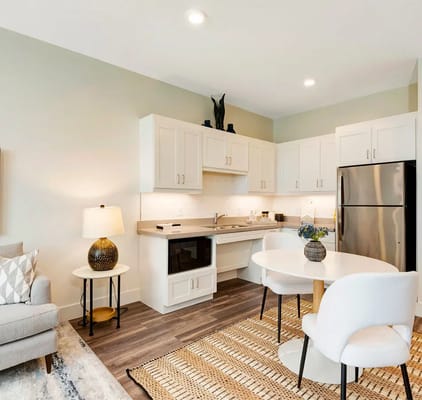 Modern interior of a kitchen area in a living space
