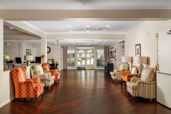 Bright interior of a common area with seating