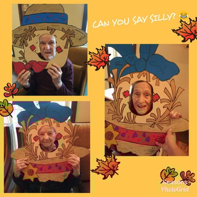 Residents enjoying a fun activity with props