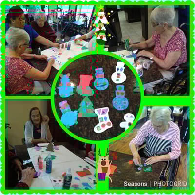 Residents engaged in festive arts and crafts activity
