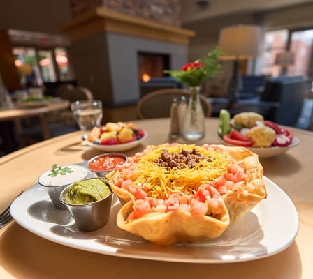 A beautifully plated meal on a dining table