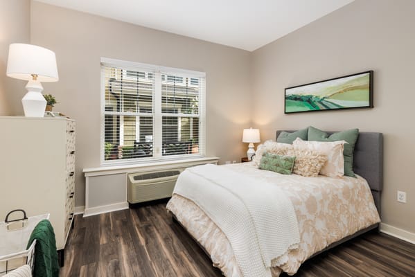 Cozy resident room with bed and decor