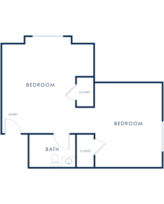 Architectural floor plan of resident rooms