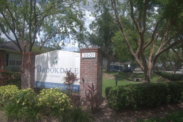 Signage showing the Brookdale Conway facility