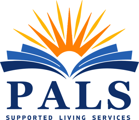 PALS Supported Living Services logo with sun and book design