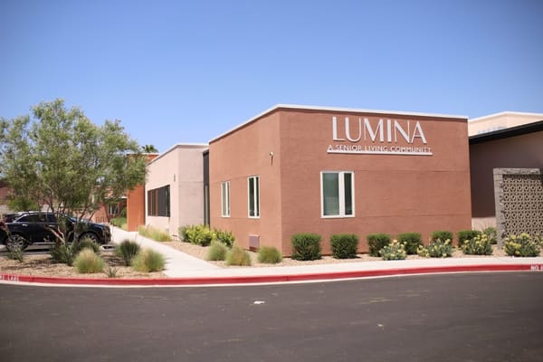 Exterior view of Lumina, a senior living community
