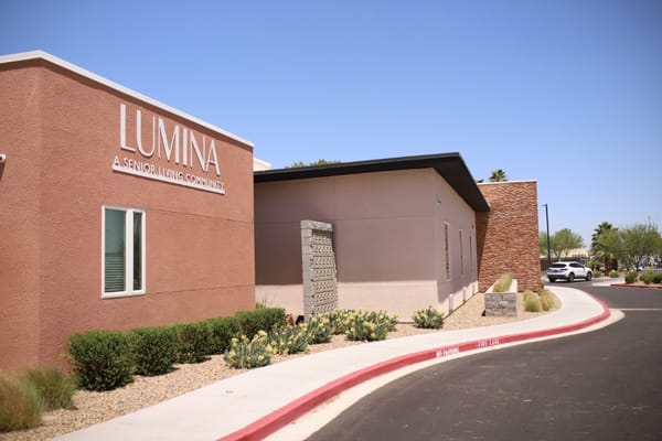 Exterior view of Lumina senior living facility