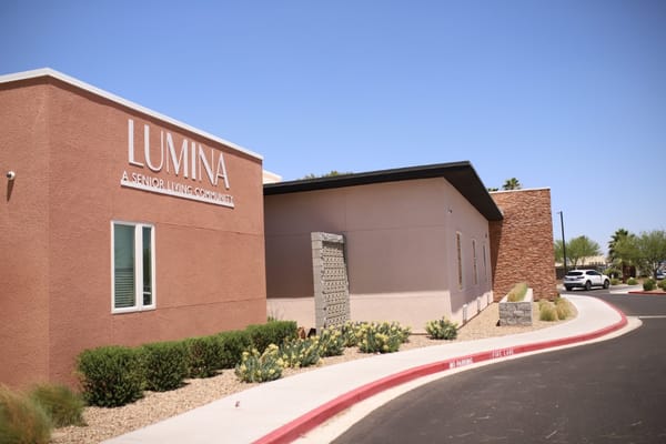 Exterior of Lumina senior living community building
