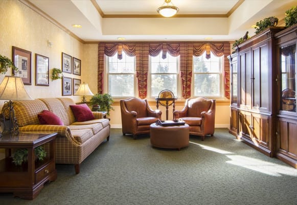 Comfortable common area with seating and decor