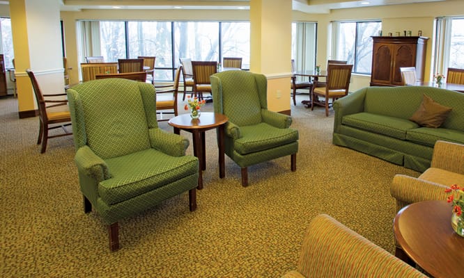 Cozy common area with seating and natural light